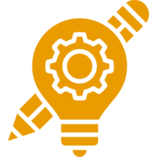 A pencil with a gear symbol in the background.